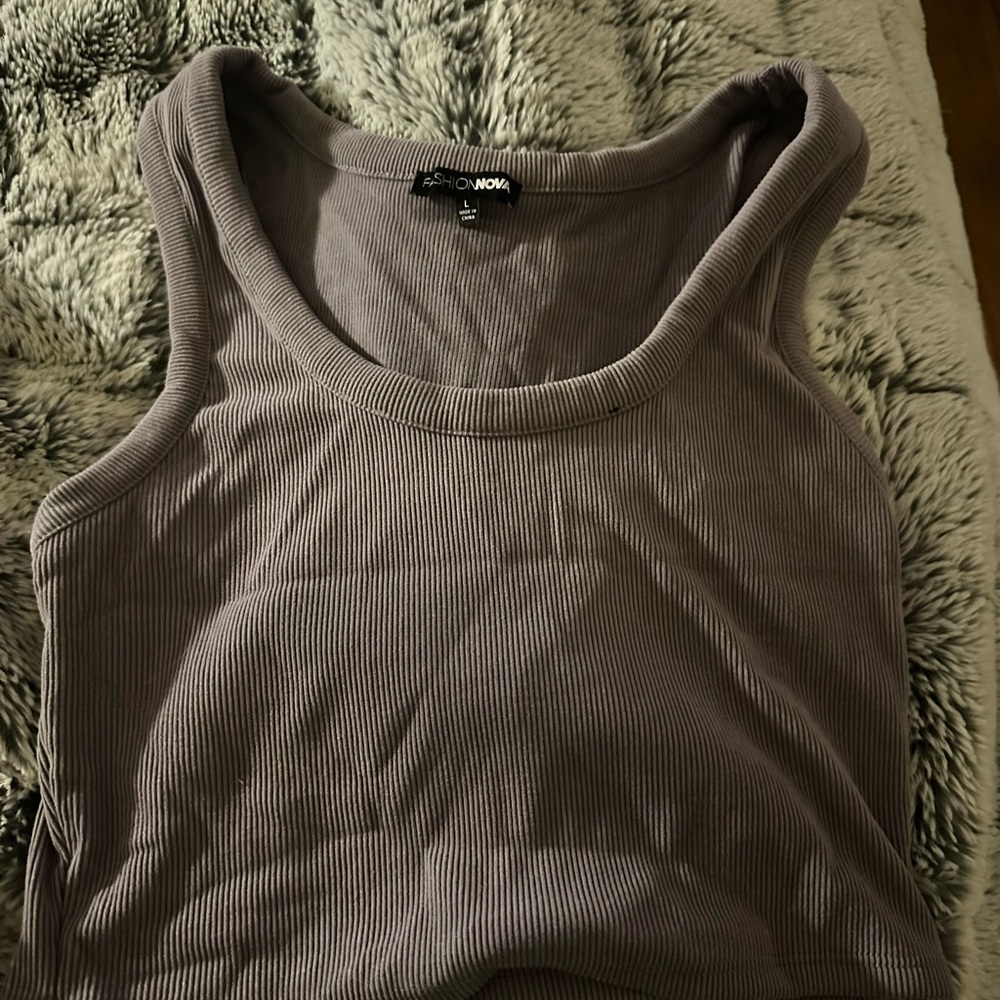 Fashion Nova Charcoal Ribbed Tank Top